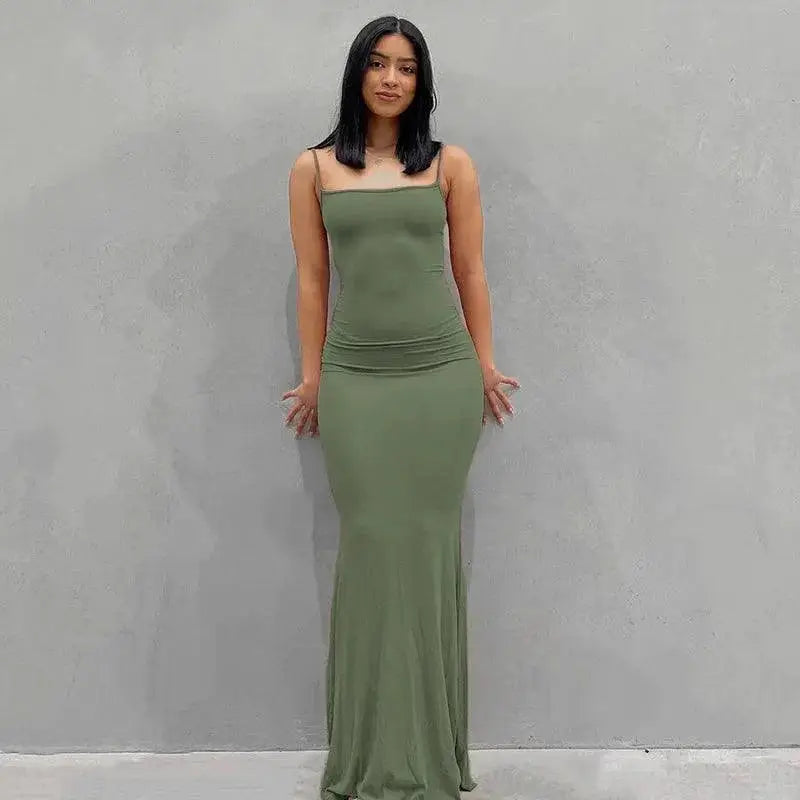 Satin Slip Maxi Dress Retro Future Chic For Stylish Women