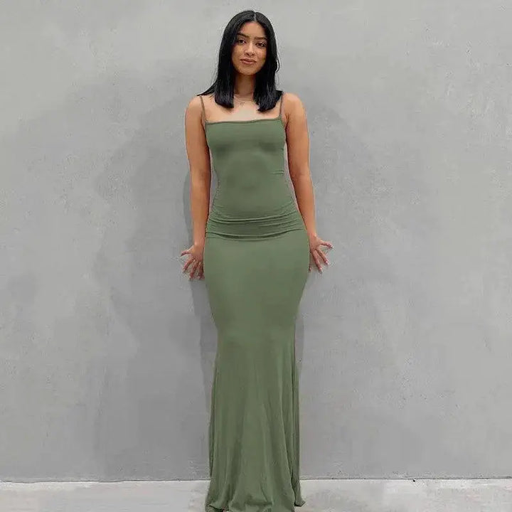 Satin Slip Maxi Dress Retro Future Chic For Stylish Women