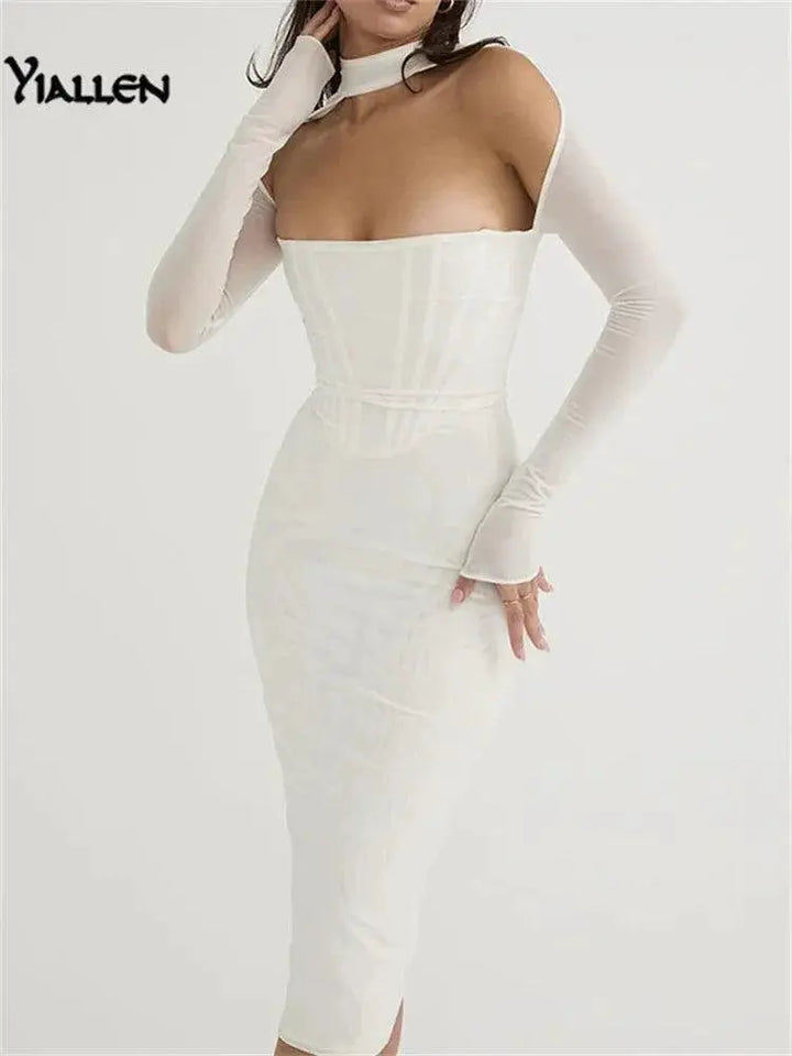 Yiallen Corset Midi Dress Party Clubwear Summer Elegance