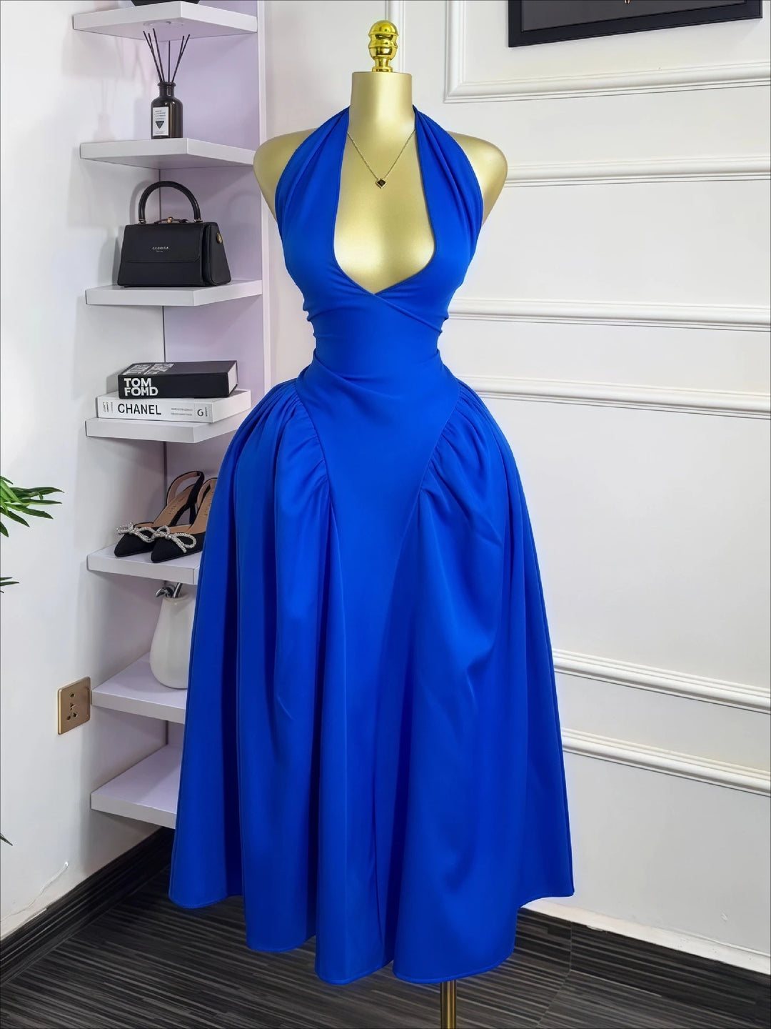 Halter Neck Backless Maxi Dress For Party Evening