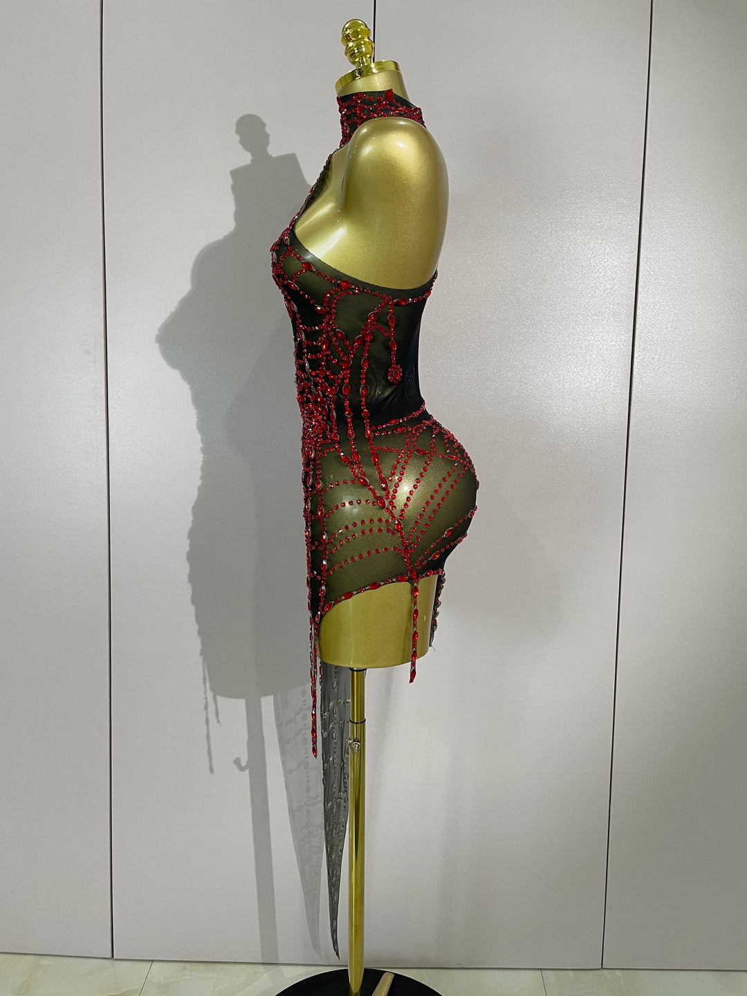 Sparkle Diamond Mesh Bodycon Mini Dress With