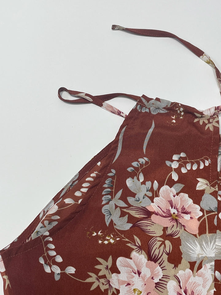 Elegant Tailored Floral Halter Dress For Summer