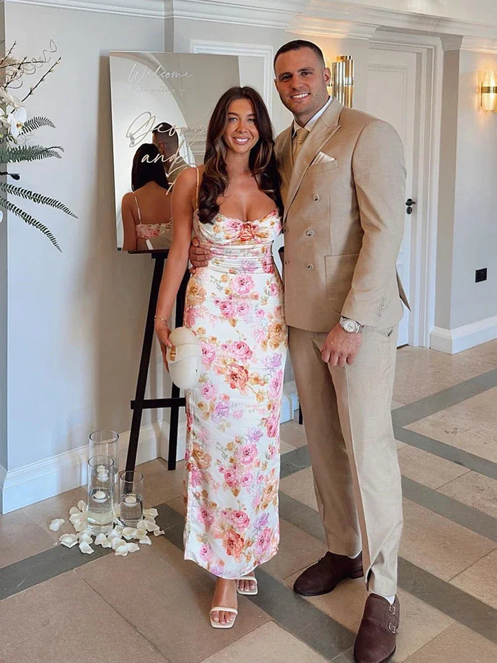 Floral Spaghetti Strap Maxi Dress Wedding Guest