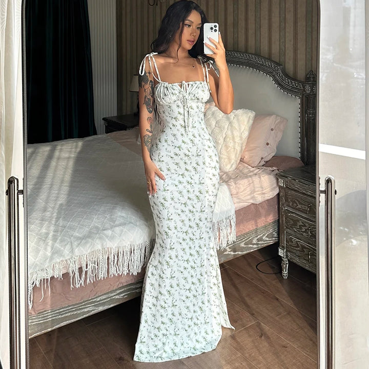 Hugcitar Floral Print Ankle Length Bodycon Long