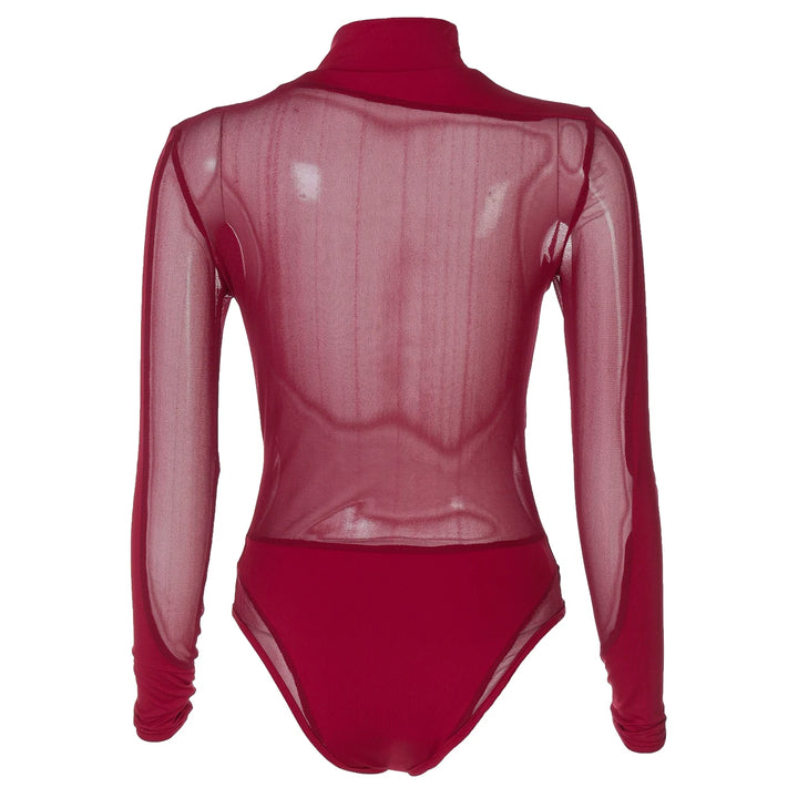 Hugcitar Black Turtleneck Sheer Bodysuit For Women