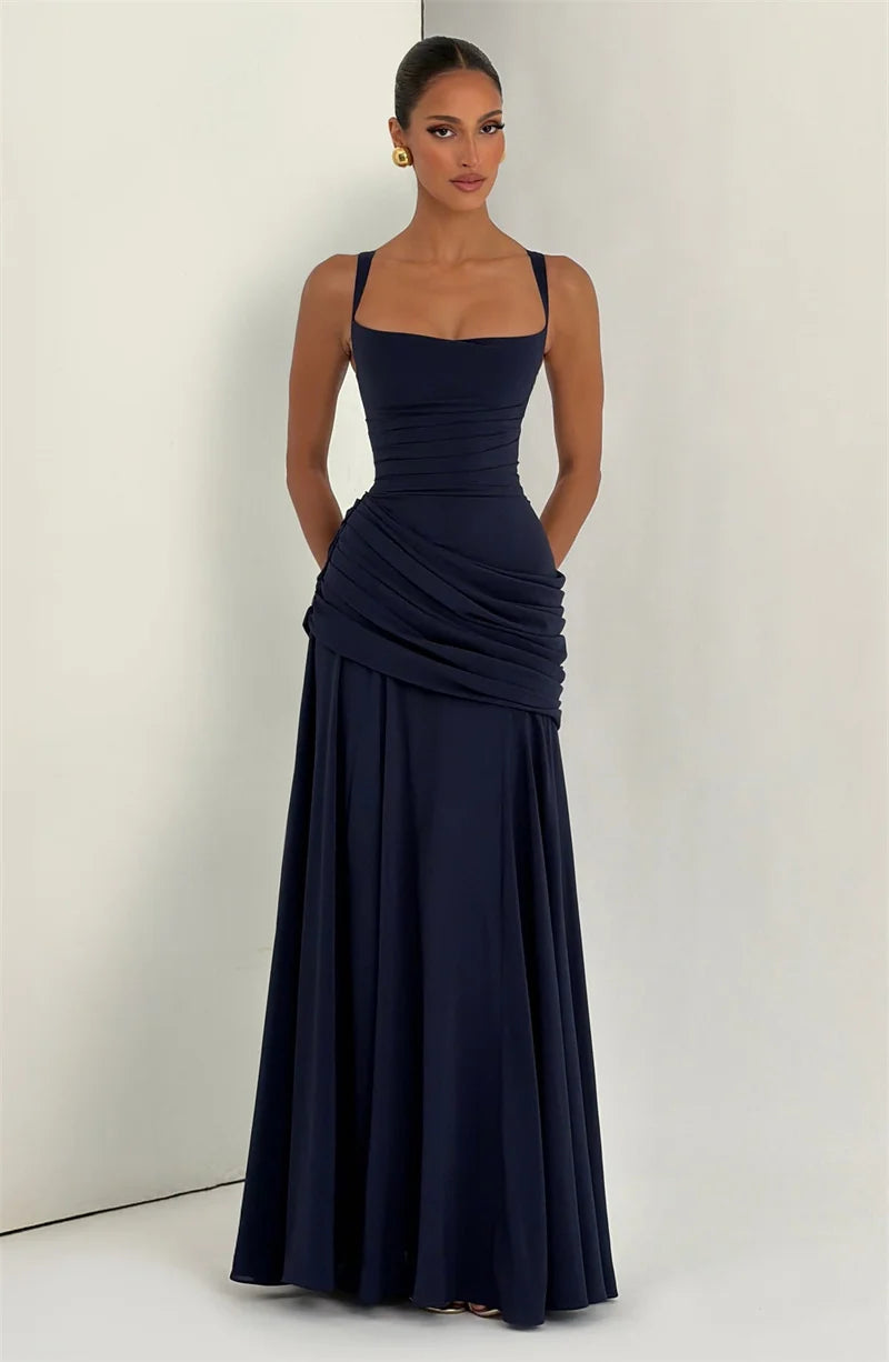 Elegant Off Shoulder Backless Maxi Dress