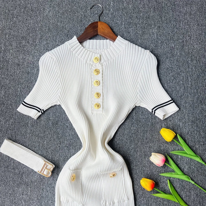 YuooMuoo Women Knitted Belted Dress Bodycon Office