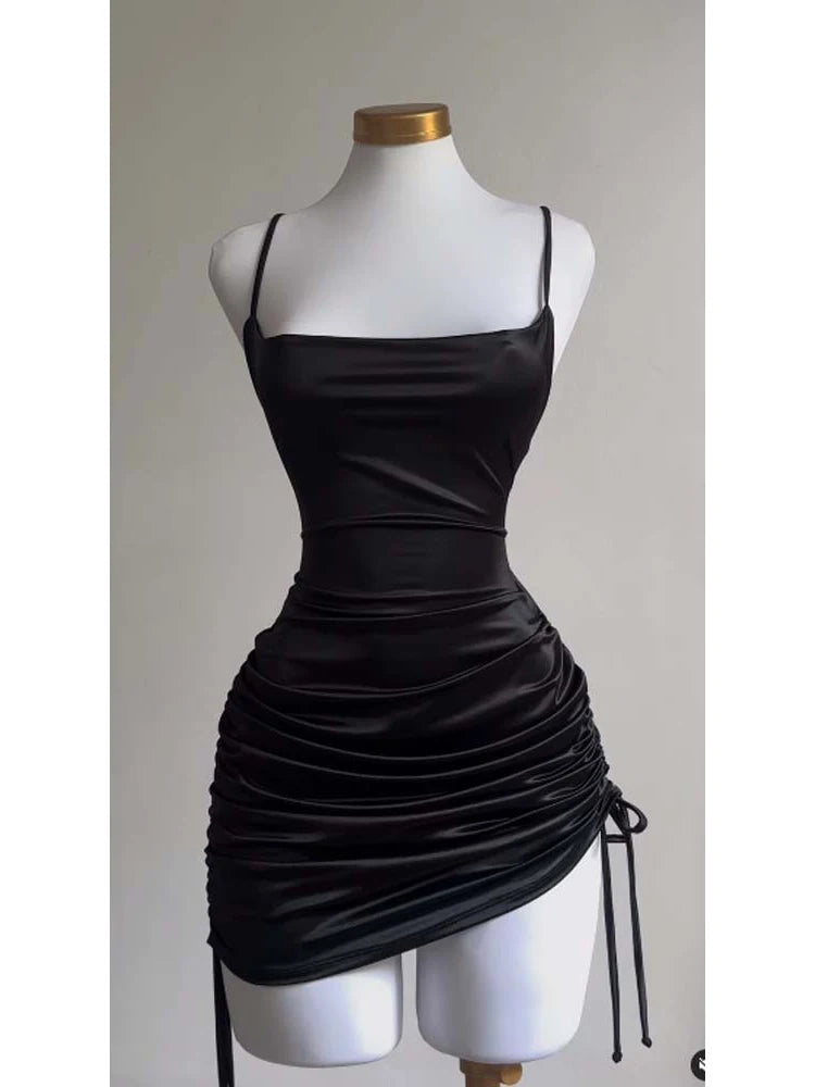Sexy Sleeveless Backless Bodycon Mini Dress Satin