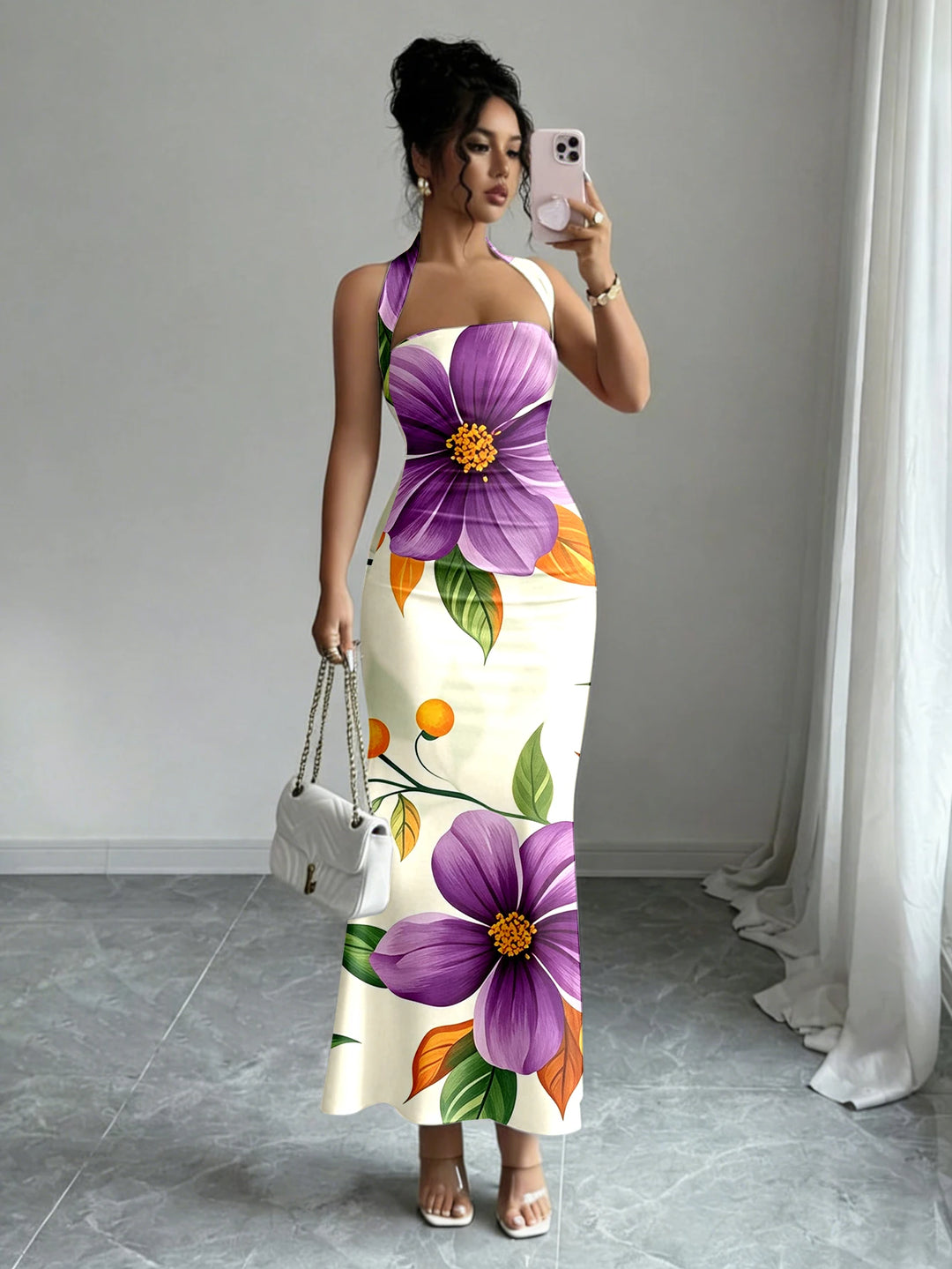 Flowing Long Skirt With Hanging Neck Design