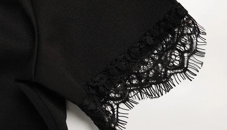 Sculptural Black Lace Sheath Dress Elevates Your