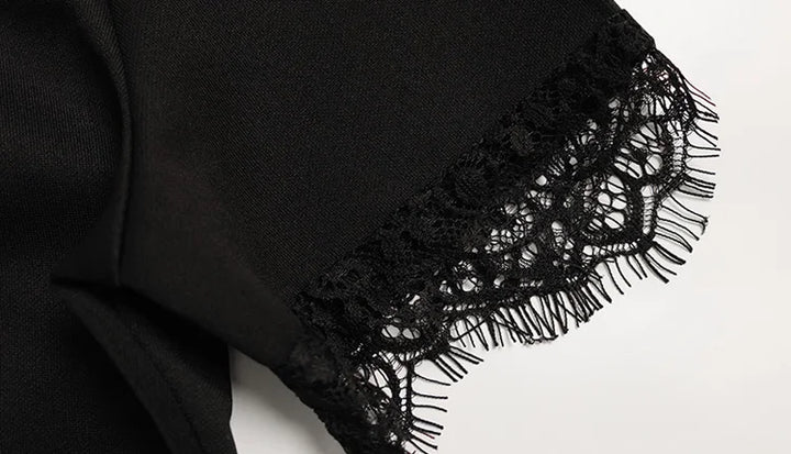 Sculptural Black Lace Sheath Dress Elevates Your