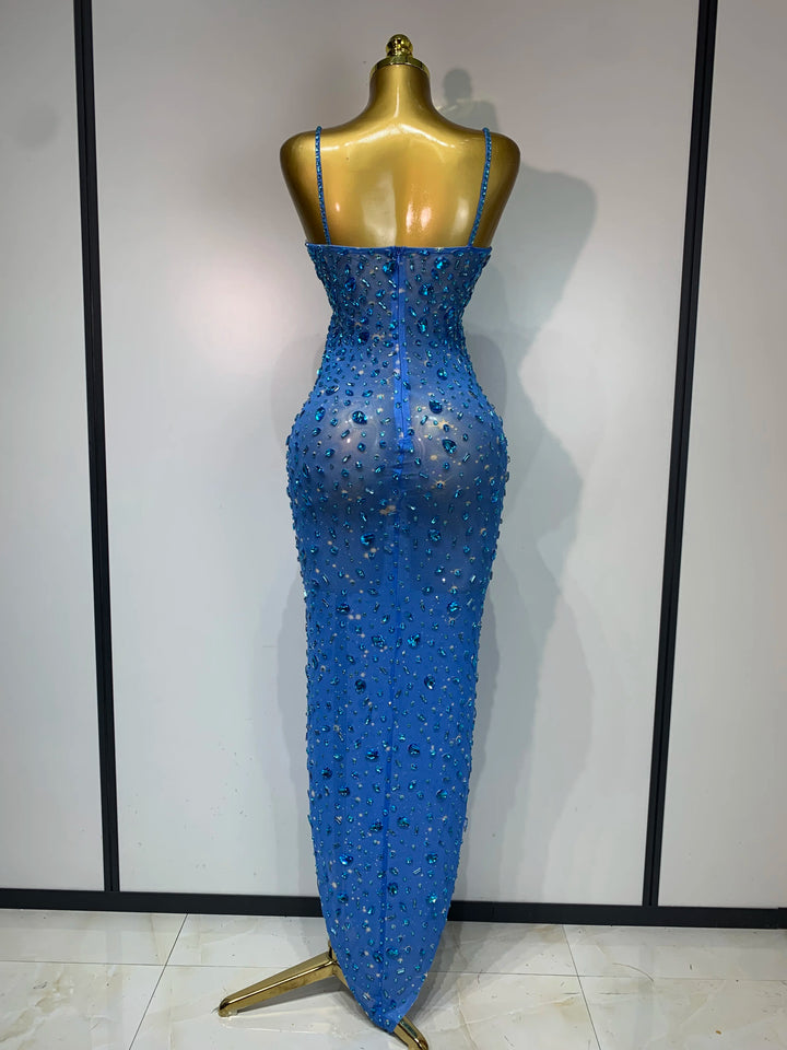 Kormanly Rhinestone Mesh Evening Gown Exclusive