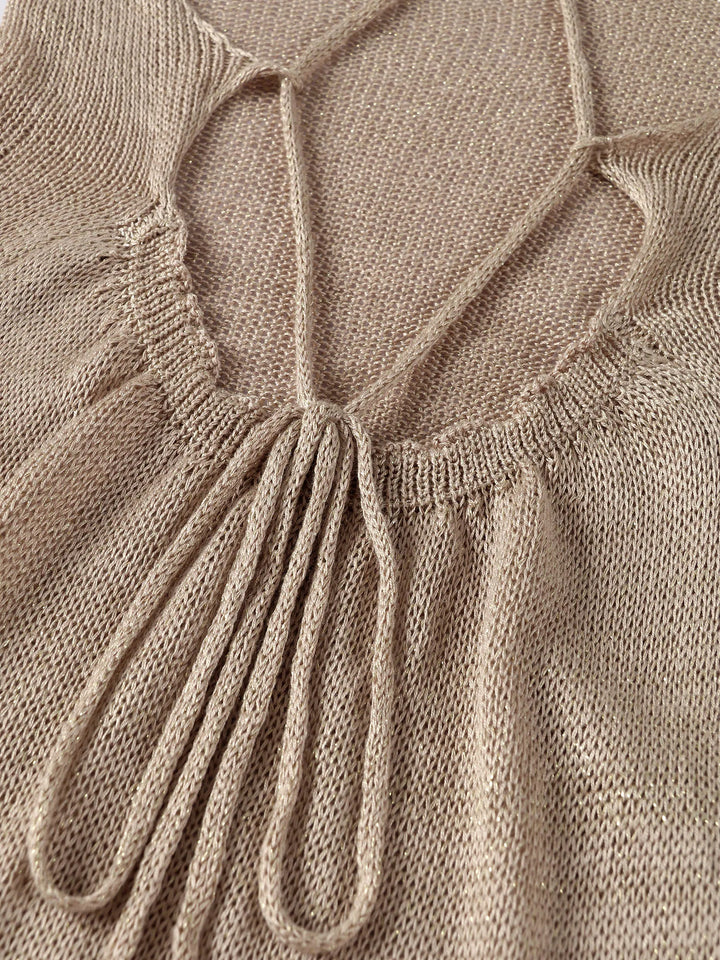 Luxe Knit Halter Backless Beach Dress For Women