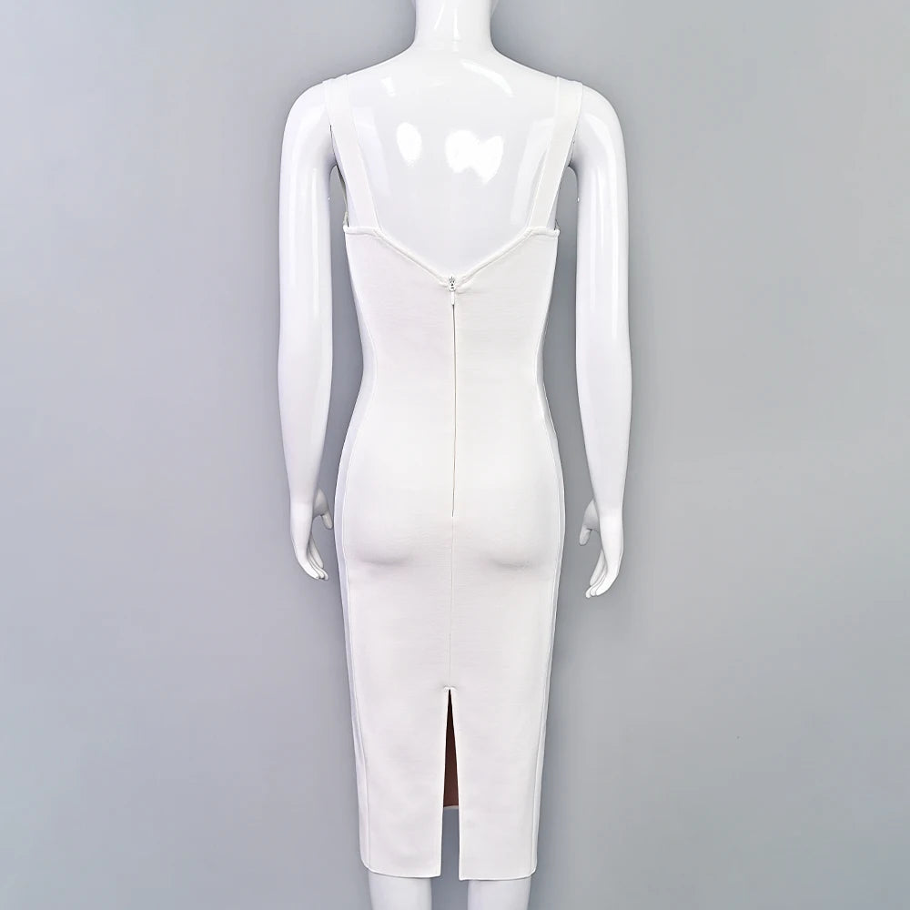 Beaukey Vintage Lace Bandage Dress Elegant