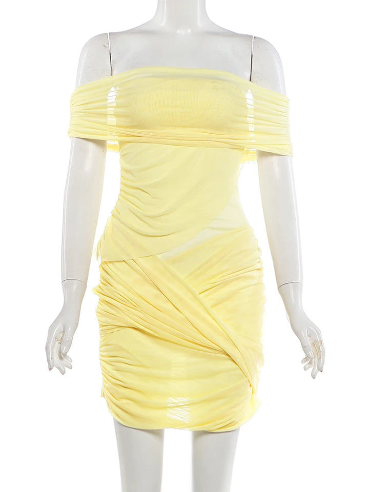 Nibber Patchwork Mesh Party Dress Mini Bodycon