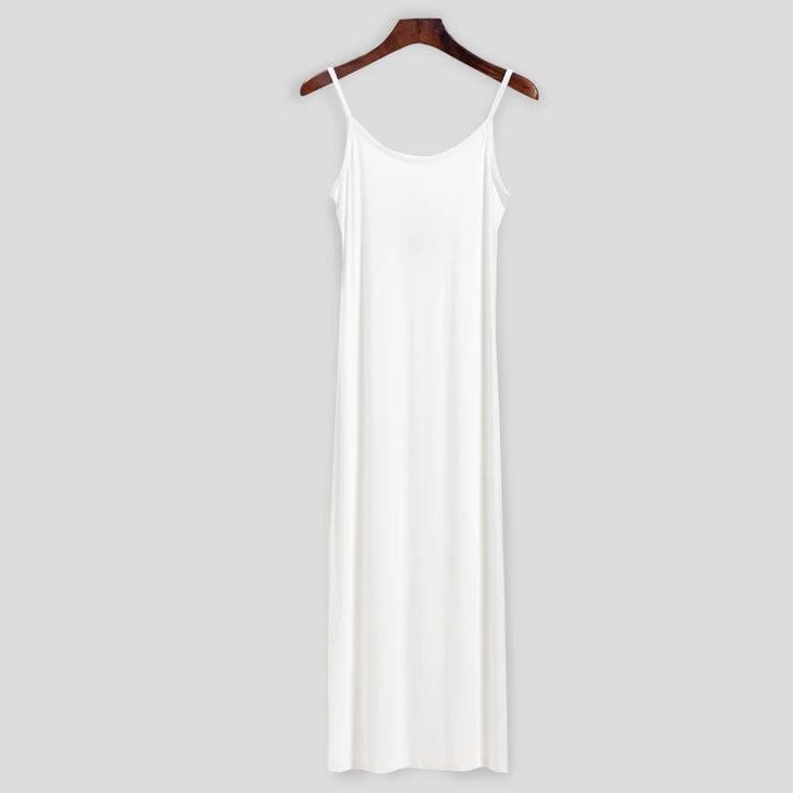 Elegant Elastic Knit Long Dress For Women Soft Chic O-Neck Sweater