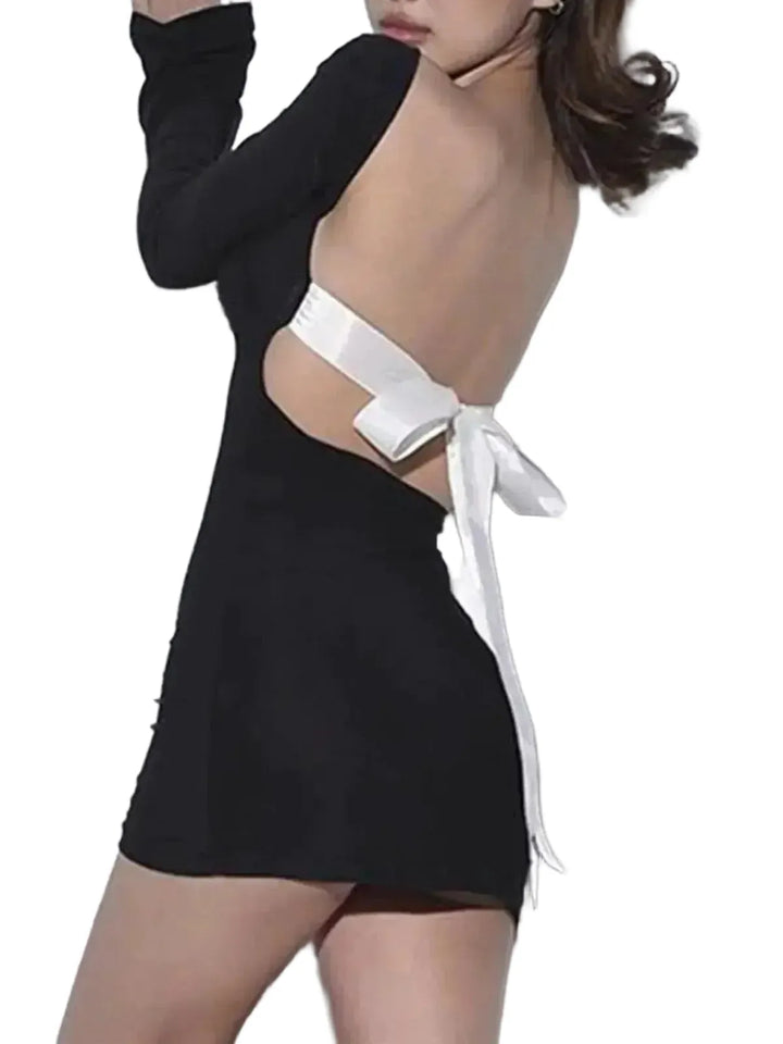Ahagaga Backless Bodycon Dress With Elegant Bow Detail
