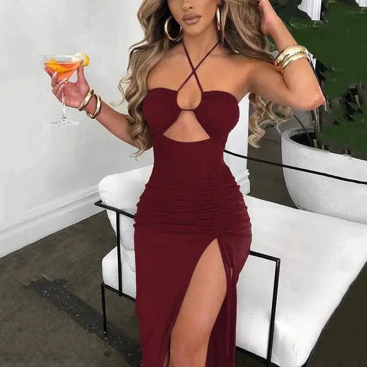 Backless Bodycon Dress Hollow Out Party Wear Women&