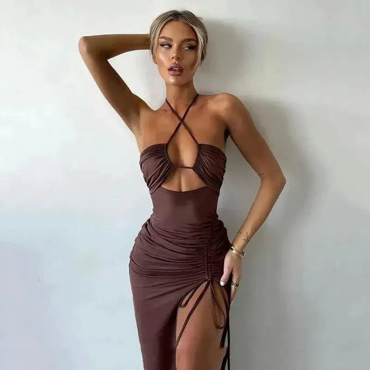 Backless Bodycon Dress Hollow Out Party Wear Women&