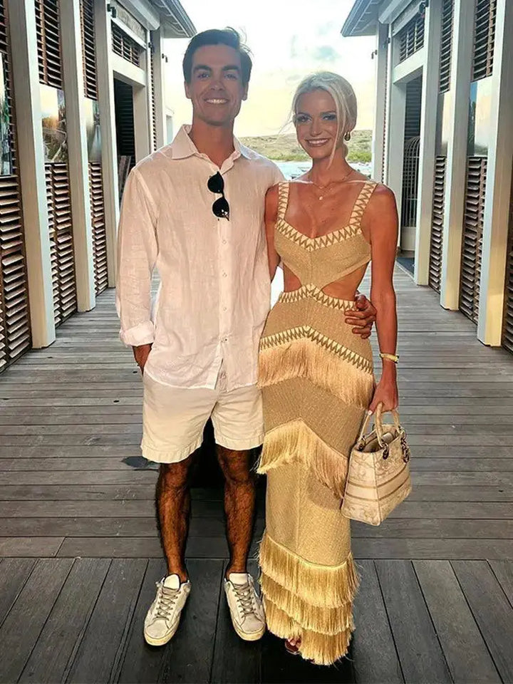 Chic Tassel Long Dress Hollow Out Beach Maxi Gown Perfect