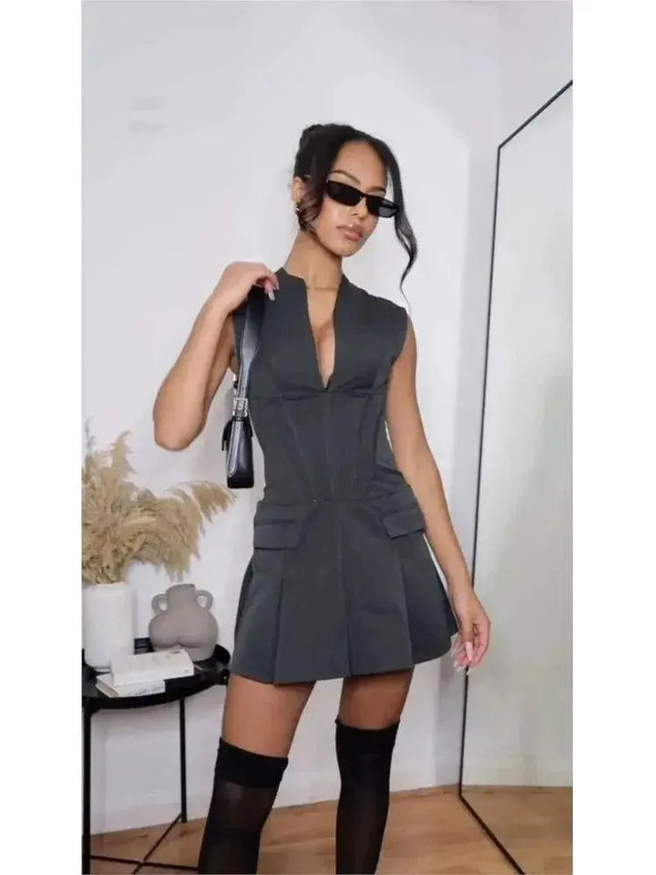 Deep V Neck Bodycon Dress Y2K Fashion Staple Stylish