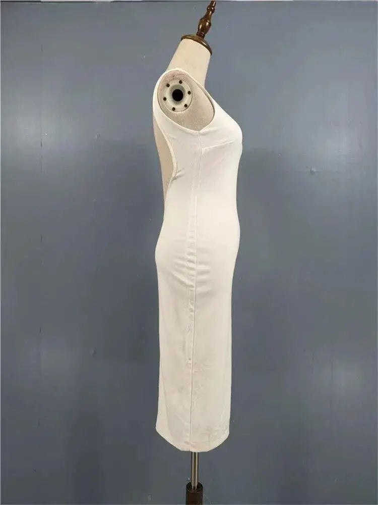 Elegance Steel Ring Bodycon Dress Modern Sophistication