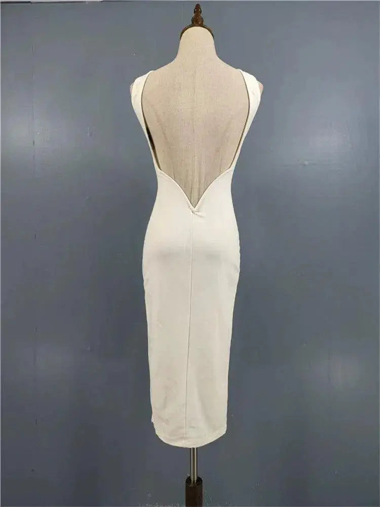 Elegance Steel Ring Bodycon Dress Modern Sophistication
