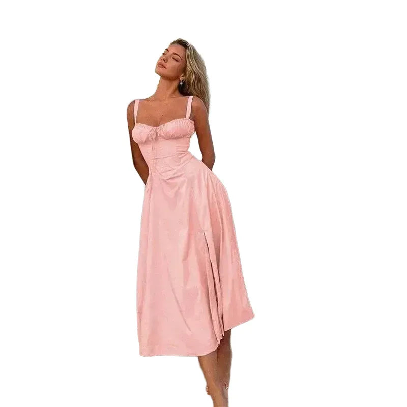 Elegant Floral A Line Midi Dress Summer Bodycon Fashion