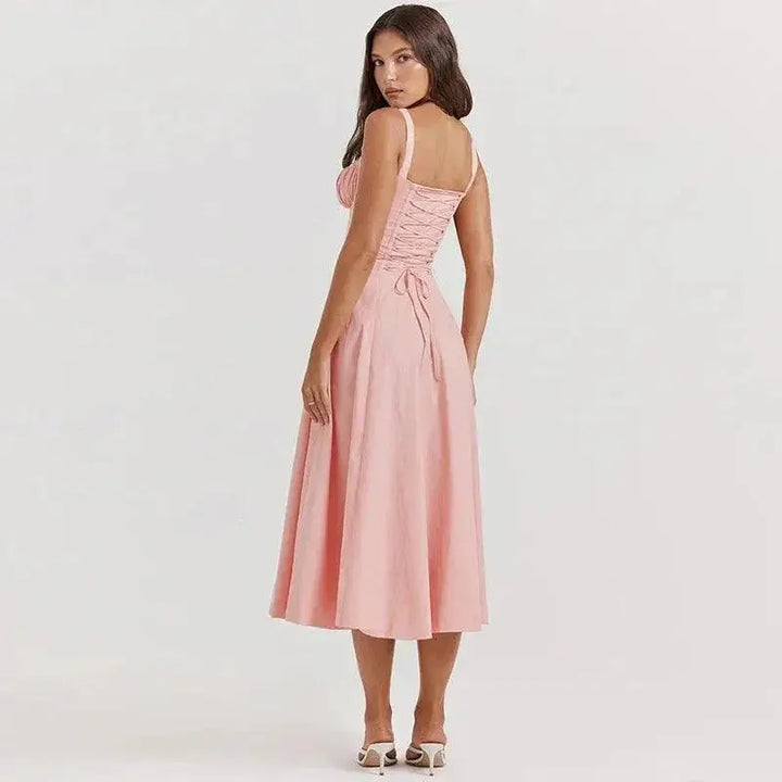Elegant Floral A Line Midi Dress Summer Bodycon Fashion