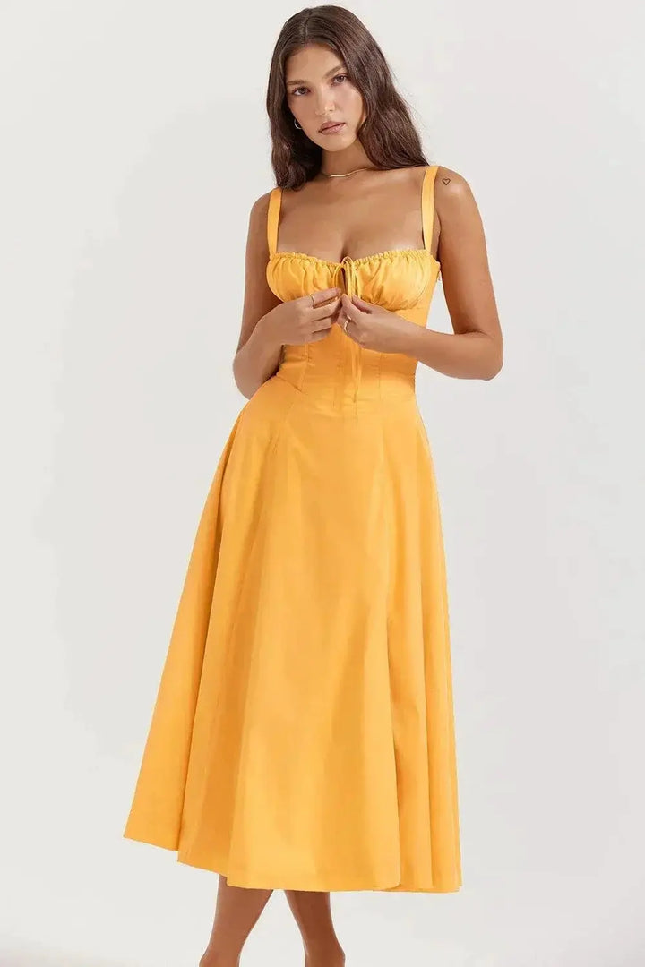 Elegant Floral A Line Midi Dress Summer Bodycon Fashion