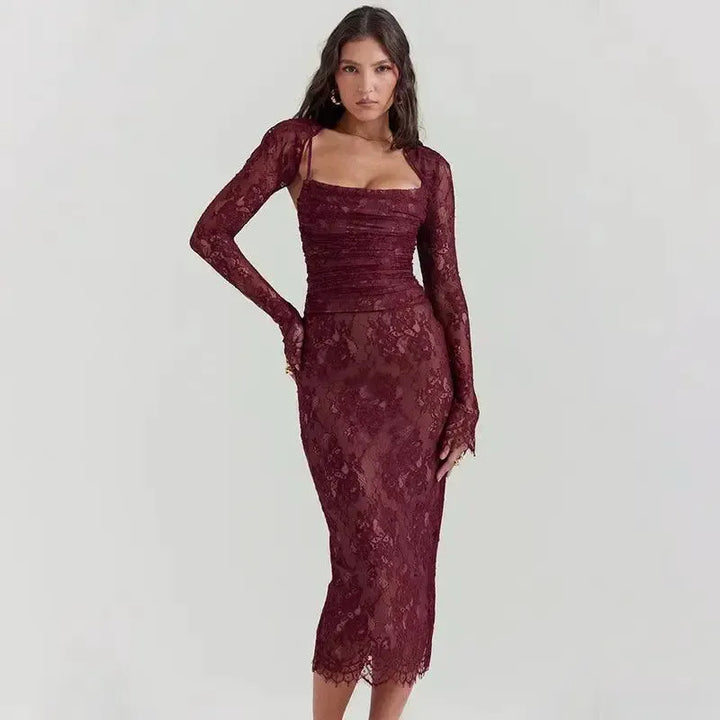 Elegant Lace Bodycon Dress Chic Evening Outfit for Women