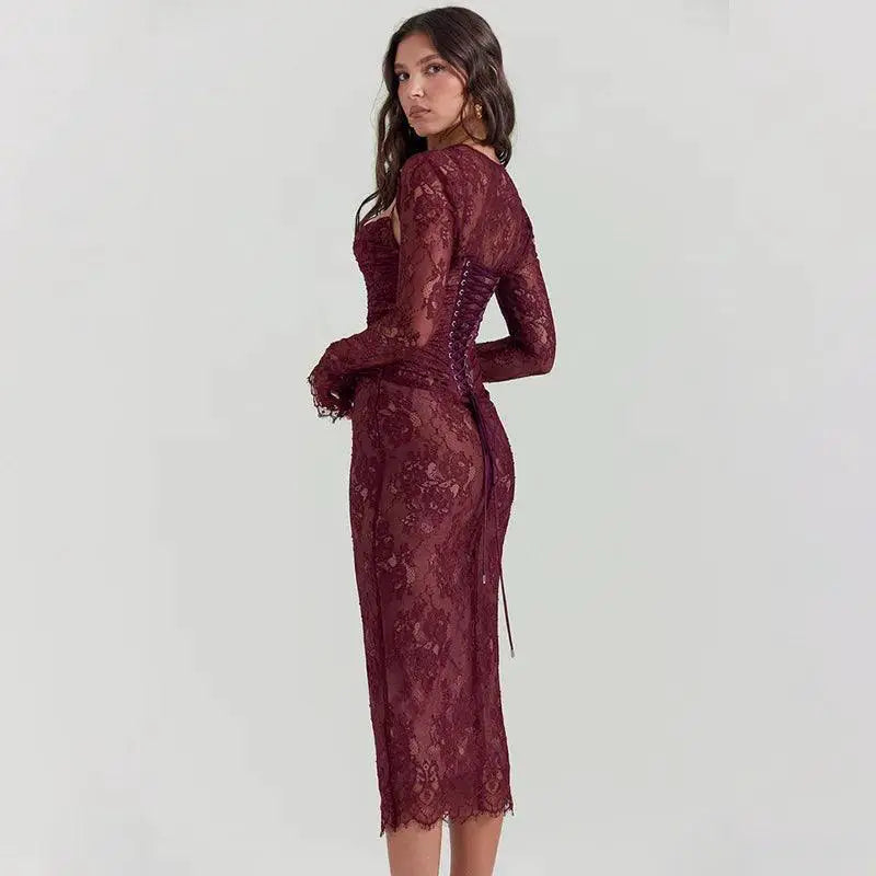 Elegant Lace Bodycon Dress Chic Evening Outfit for Women