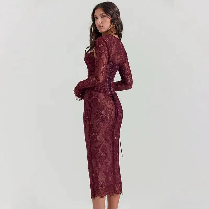 Elegant Lace Bodycon Dress Chic Evening Outfit for Women