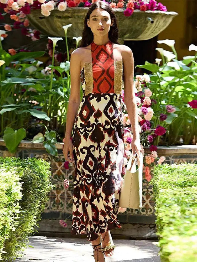 Elegant Lace Up Maxi Dress O Neck Bodycon Piece For Women