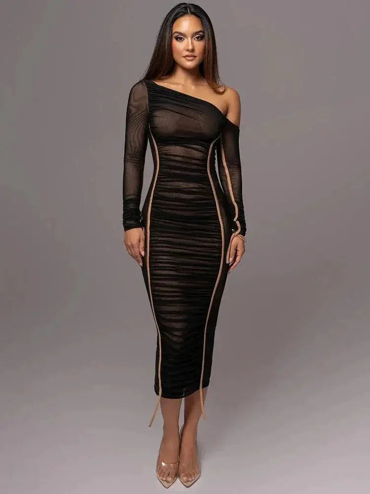 Elegant Mesh Backless Bodycon Dress For Sophisticated Women