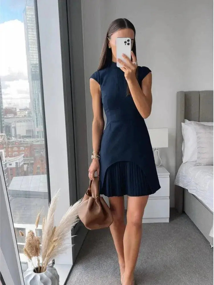Elegant Patchwork Mini Dress High Fashion Bodycon Style