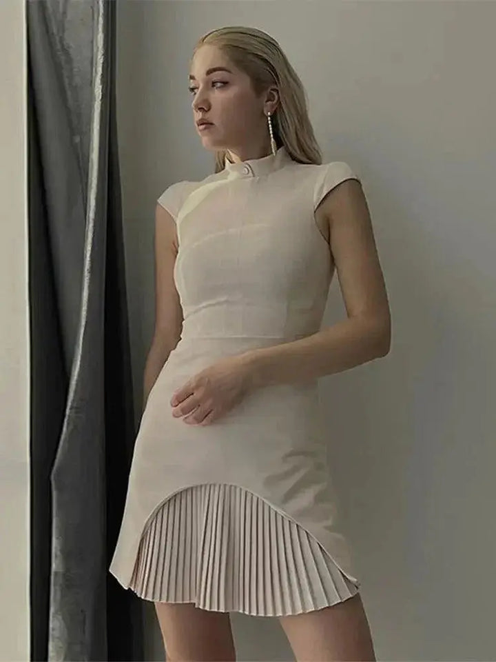Elegant Patchwork Mini Dress High Fashion Bodycon Style