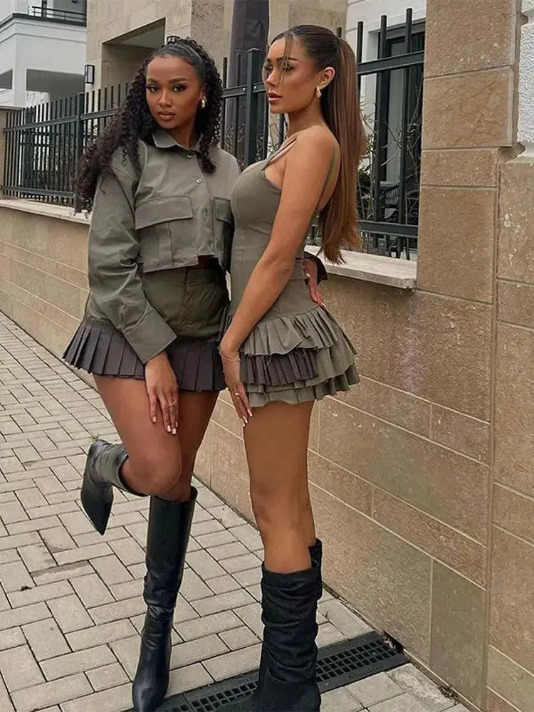 Elegant Patchwork Ruffles Mini Dress Bodycon for Women