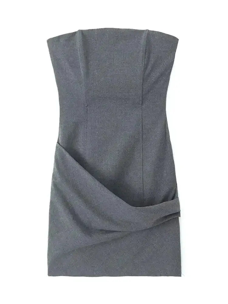 Elegant Pencil Long Dress Bodycon Maxi Gray Formal Wear