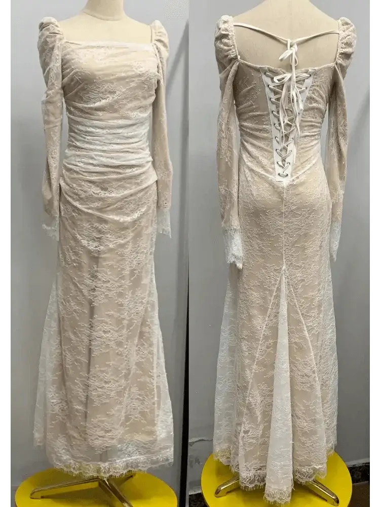 Mermaid Lace Evening Dress Spaghetti Strap Gown Chic