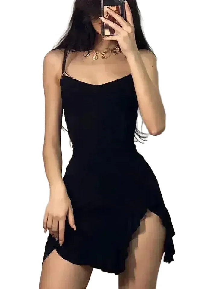 Black Backless Mini Dress Elegant Streetwear Fashion Style