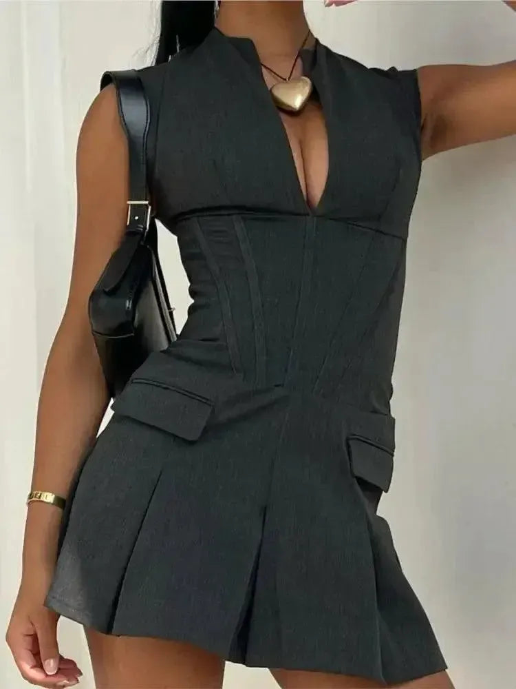Deep V Neck Bodycon Dress Y2K Fashion Staple Stylish