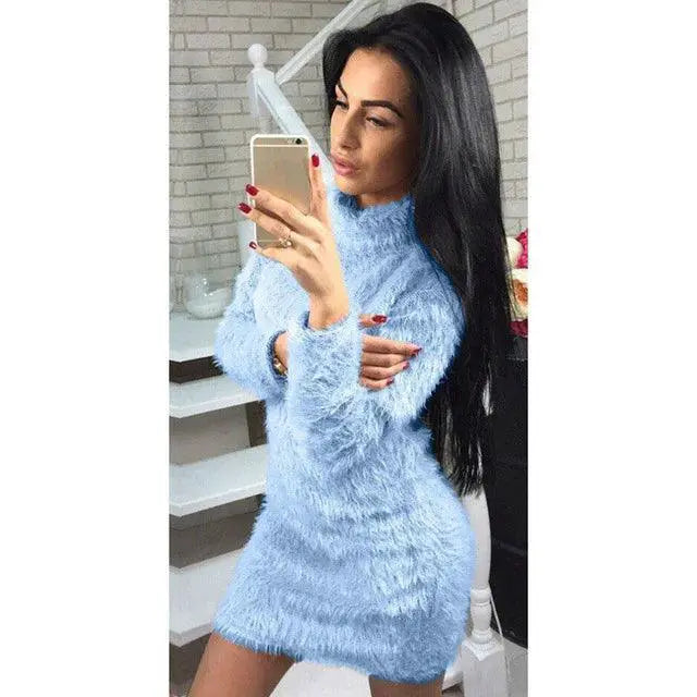 Elegant Party Bodycon Mini Dress Chic Knitted Bandage Outfit