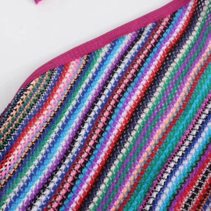 Rainbow Halter Fishnet Dress For Beach Style And Comfort