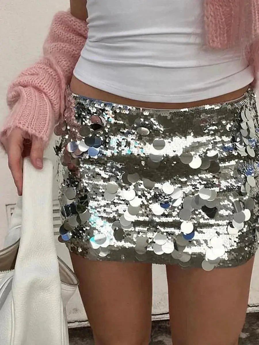 Shiny Sequins Bodycon Mini Skirt Sparkle And Shine Anywhere