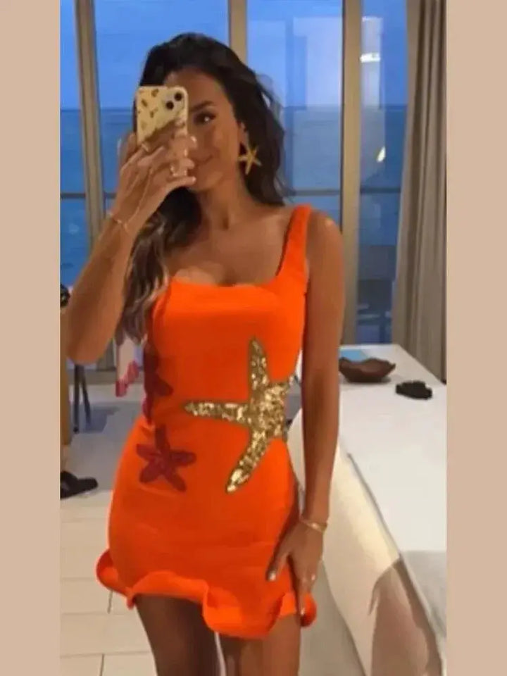 Shiny Spaghetti Strap Bodycon Dress Women&