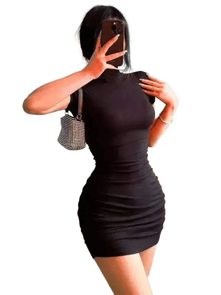 Spicy Turtleneck Bodycon Dress Sultry Clubwear Elegance