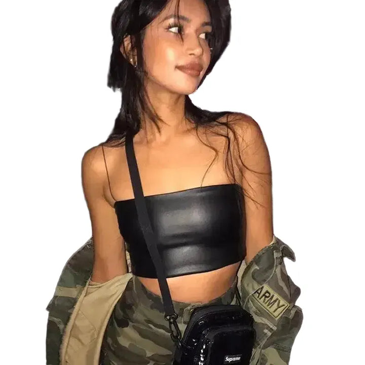 Street Chic Leather Camisole Urban Vibe for Women Edition