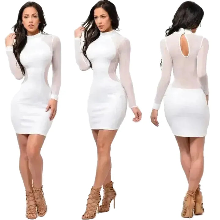 Sultry Sheath Sexy Transparent Sleeve Cocktail Dress