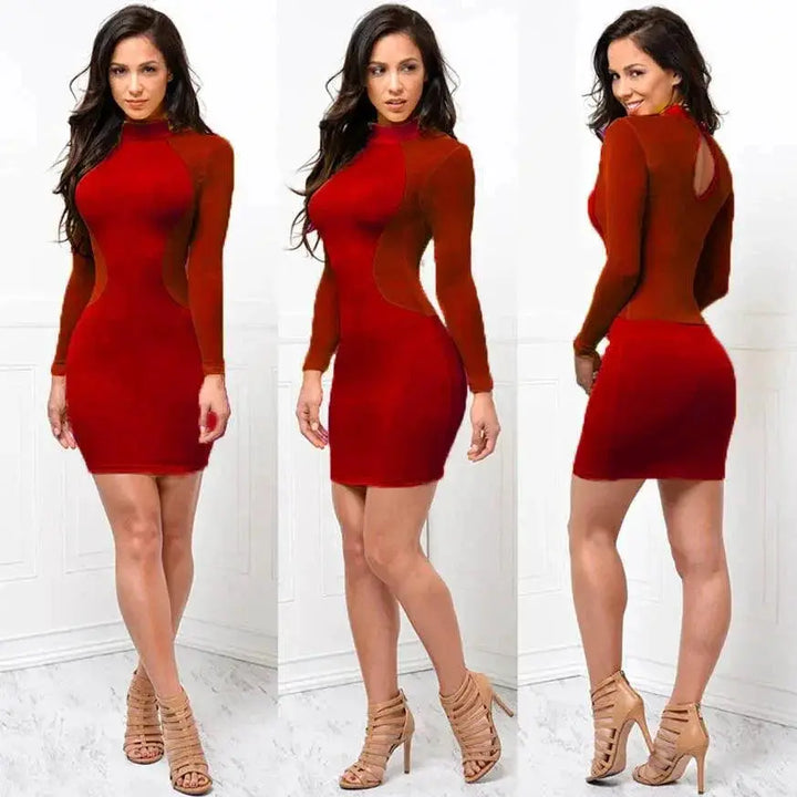 Sultry Sheath Sexy Transparent Sleeve Cocktail Dress